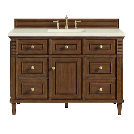 James Martin Vanities 48'' Single Vanity, Mid-Century Walnut w/ 3 CM Eternal Marfil Quartz Top 424-V48-WLT-3EMR